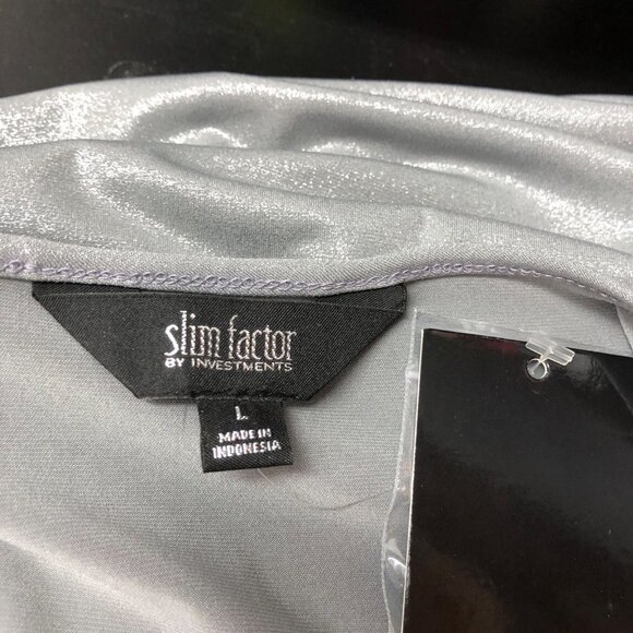 SLIM FACTOR $69 ROLL TAB SLEEVE BLOUSE L NEW WITH‎ TAG - Picture 7 of 7